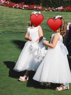 Azazie Kavi Flower Girl Dress - Ivory/Mist - Size 5